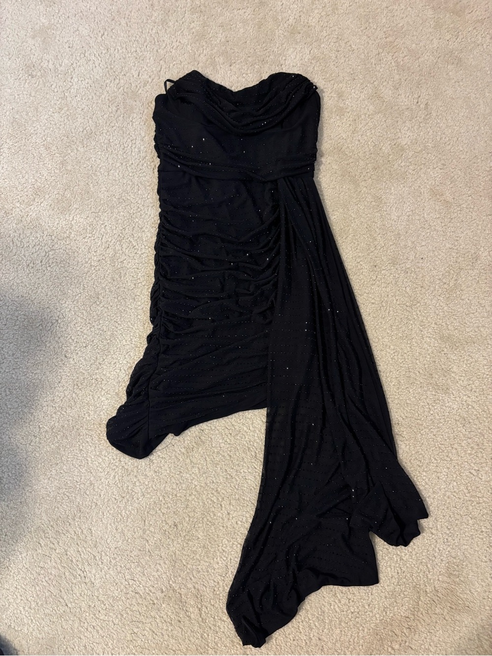 Lulu's Black Strapless Rhinestone Dress